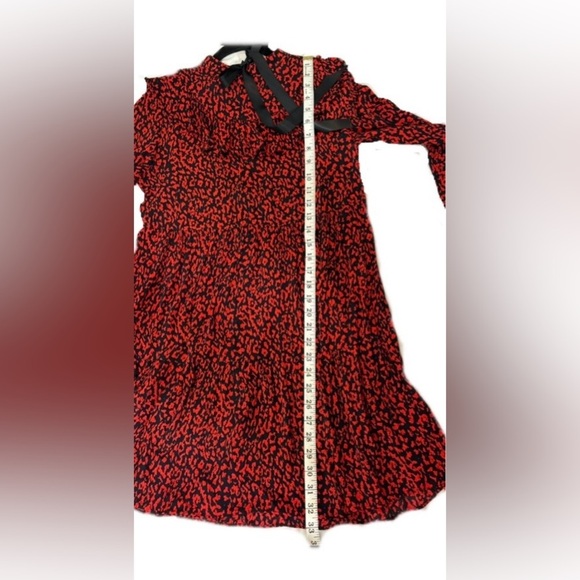 Zara dark Red‎ Animal Print Tiered Ruffle Babydoll dress XS coquette lolita - Picture 13 of 16